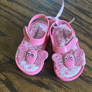 Mini Melissa Pink Glittery Butterfly Sandals
